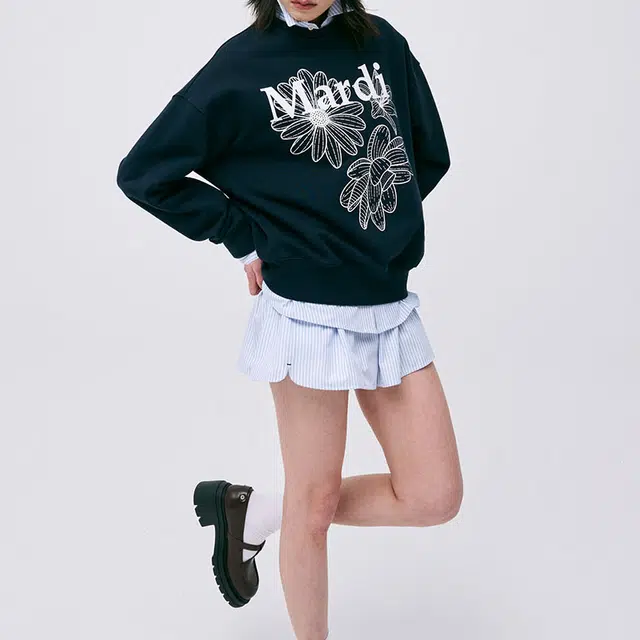 MARDI MERCREDI SS25 SWEATSHIRT TRIPLE FLOWER_NAVY WHITE