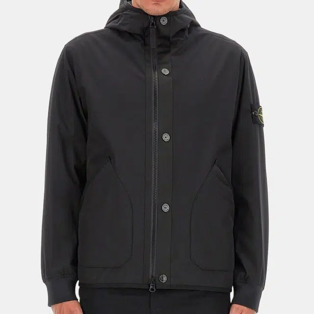 Stone Island FW23 Black Logo Zip Hoodie