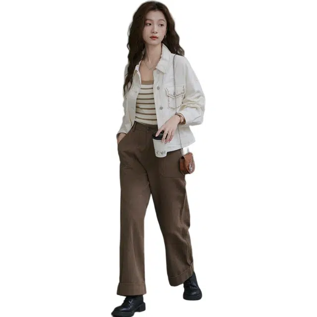 思蓓儿 复古港风小个子女刺绣高级感夹克上衣牛仔外套 女款