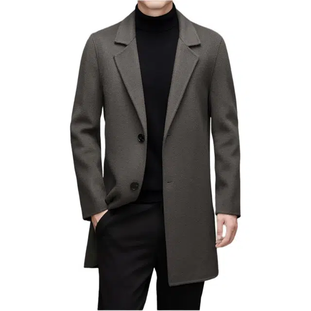 【dme】 轻奢翻领双面羊毛呢大衣男中长款冬中年简约商务时尚百搭休闲外套男装 男款