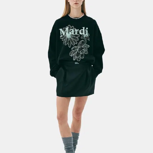 MARDI MERCREDI SS25 SWEATSHIRT TRIPLE FLOWER_BLACK MINT