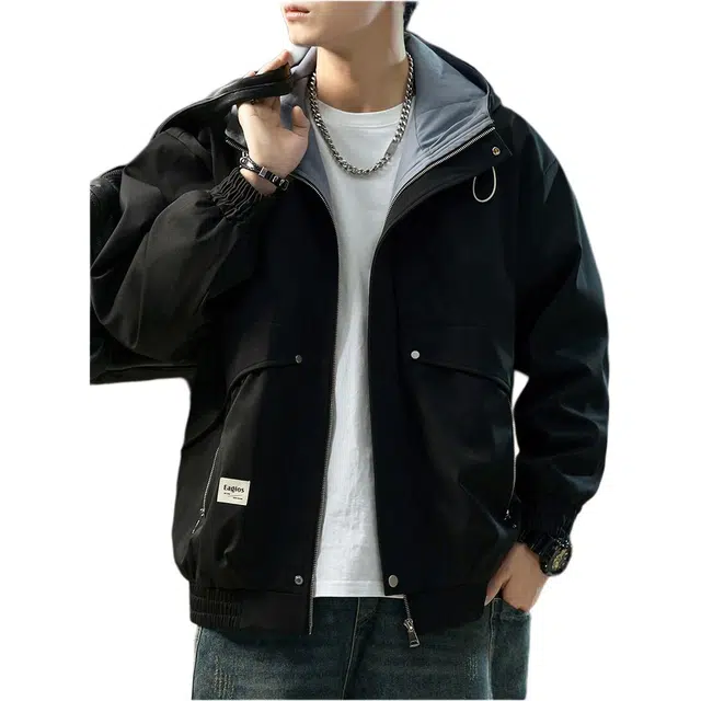 金盾 工装潮牌港风控价宽松连帽夹克外套 男款