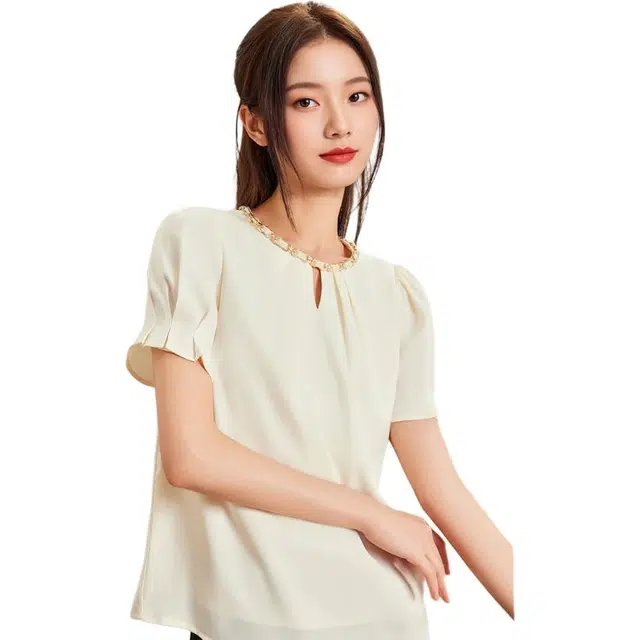 爱依服 韩版成熟优雅常规日常套头衬衫 女款