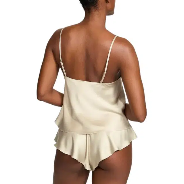 Victoria's Secret Floral Lace V-Neck Cami Set Beige