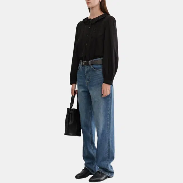 Dunst EXCLUSIVE VINTAGE RUFFLE BLOUSE BLACK