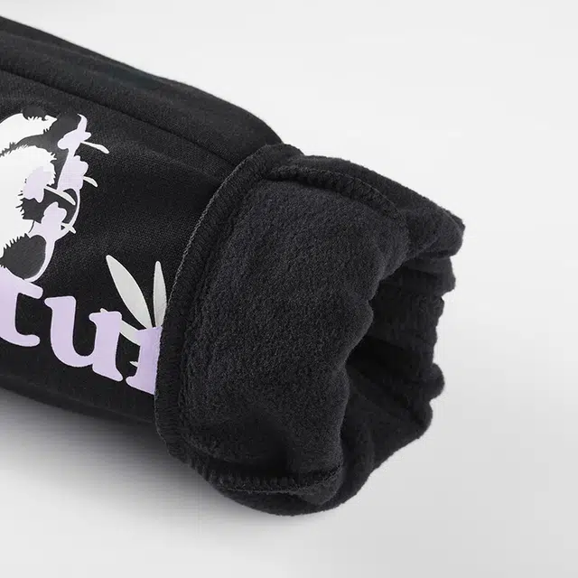 青少年 安踏儿童 拼色字母中腰舒适透气百搭加绒保暖束脚针织运动裤 梦幻黑