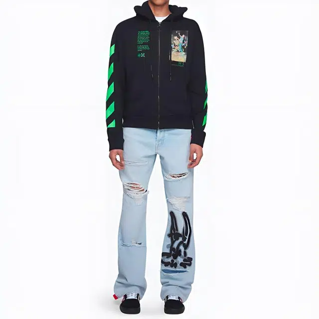 OFF-WHITE SS20 Graphic Print Cotton Zipped Hoodie