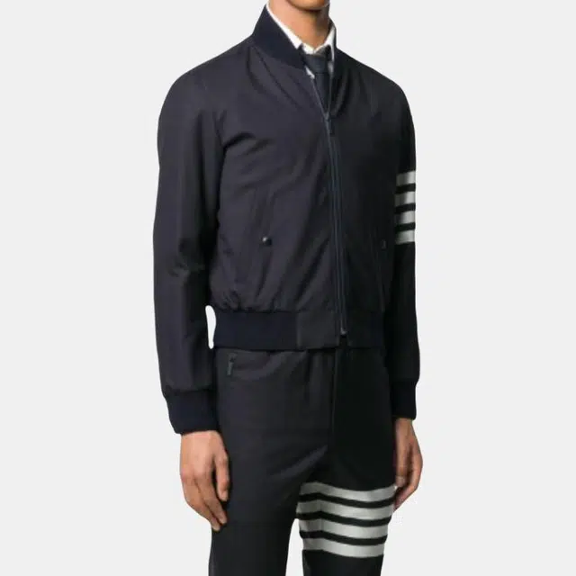 THOM BROWNE Stripe Detail Bomber Jacket