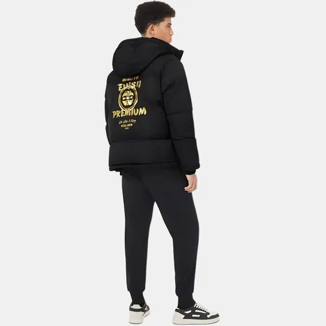 EVISU AW24 Floral Print Down Jacket Black