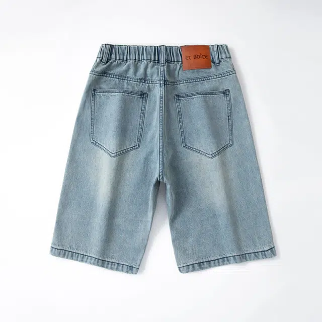 法文箱子 美式高街潮牌外穿日系宽松五分裤子休闲中裤牛仔短裤 男款
