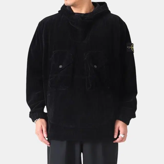 Stone Island FW23 Corduroy Hooded Jacket Black