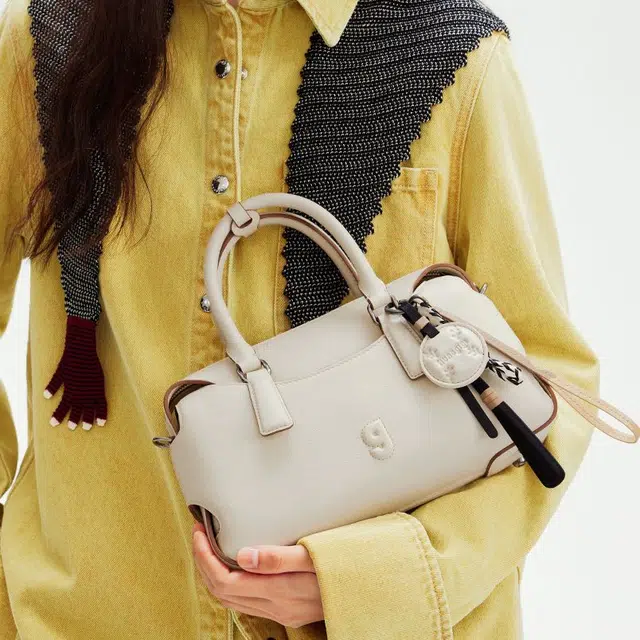 古良吉吉 棒球经典 牛皮拼合成革 波士顿包单肩斜挎手提包 男女同款情侣款 多色