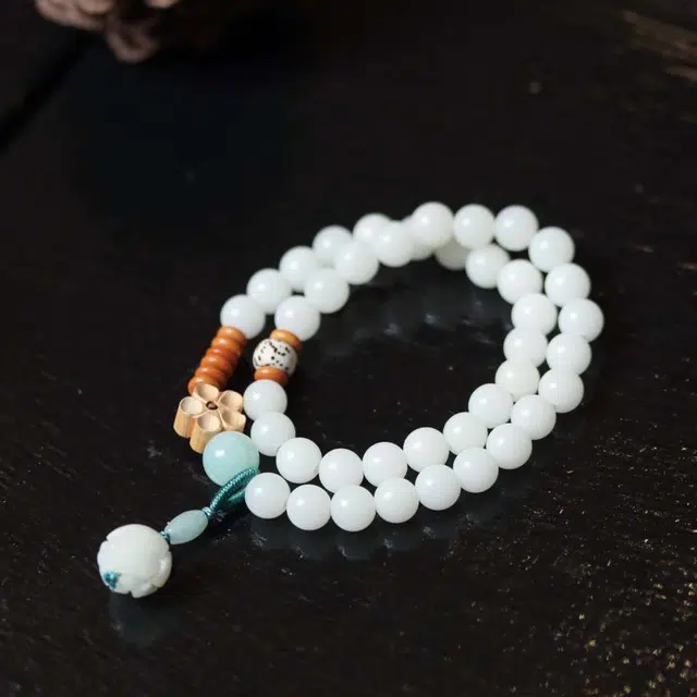 爵倾 黄杨梅花两圈款 白玉菩提 珠串 男女同款情侣款