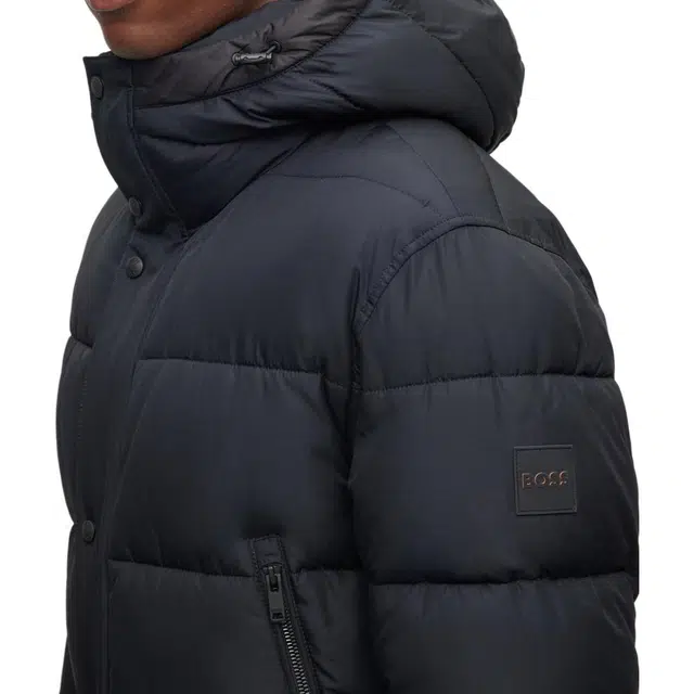 HUGO BOSS Water-Repellent Hooded Puffer Jacket With Logo Badge