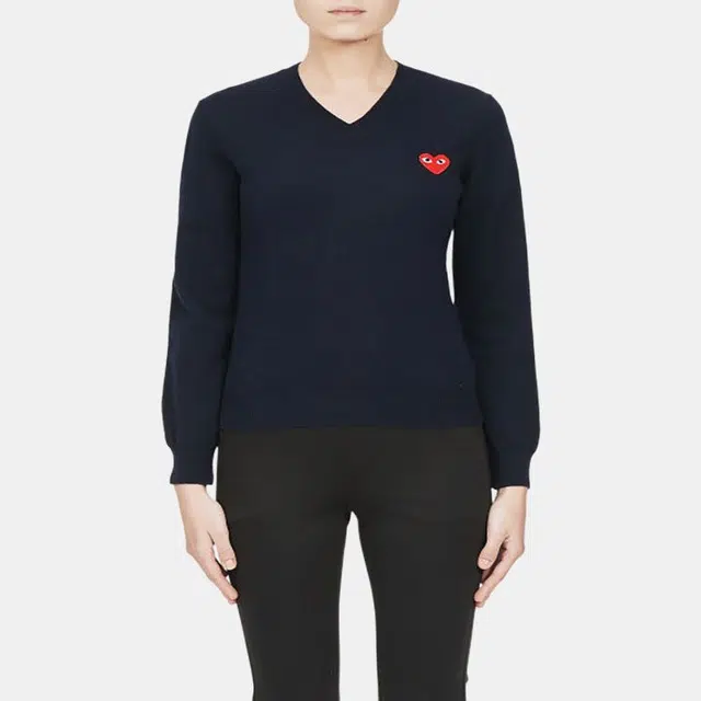 CDG Play Logo Knit Sweater Navy