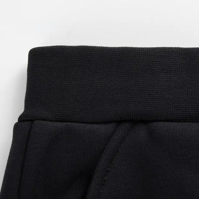 青少年 安踏儿童 字母中腰舒适透气加绒保暖针织运动裤 梦幻黑