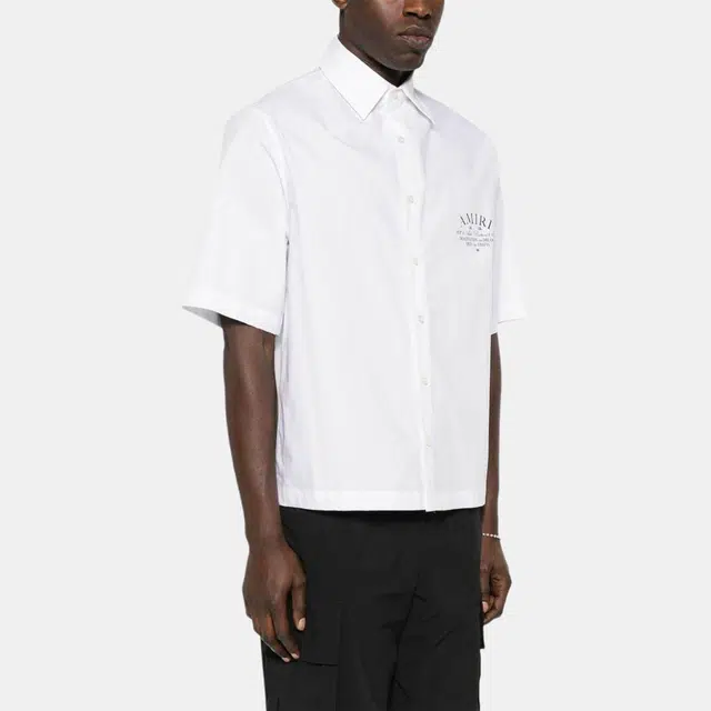 AMIRI Logo Print Short Sleeve Shirt White