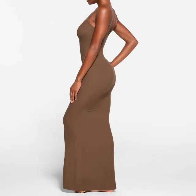 SKIMS SOFT LOUNGE LONG SLIP DRESS OXIDE
