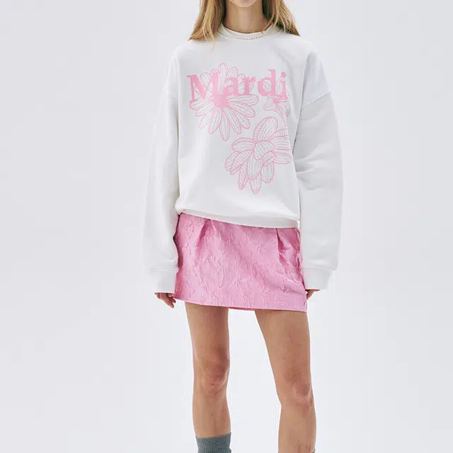 MARDI MERCREDI SS25 SWEATSHIRT TRIPLE FLOWER_WHITE PINK
