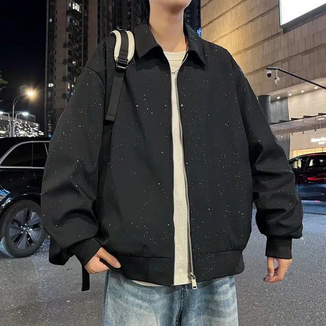 法文箱子 美式春秋满天星设计感翻领外套潮流百搭休闲夹克 男款