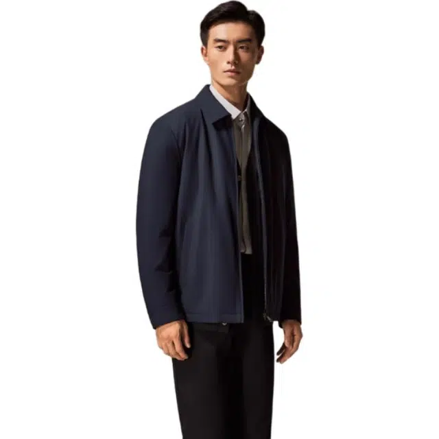 迪柯尼 商务休闲纯色翻领长袖羽绒服 男款 深宝蓝