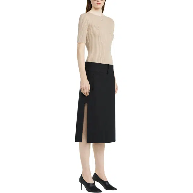 COURREGES SS25 SOLAR LIGHT RIB SWEATER Cappuccino