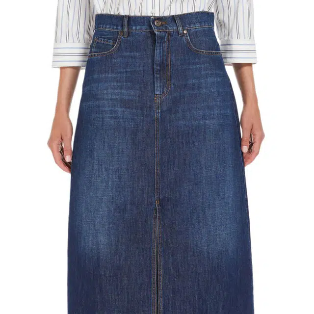 WEEKEND MaxMara Cotton Denim And Linen Skirt