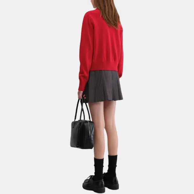 Dunst UNISEX CREWNECK KNIT CARDIGAN RED