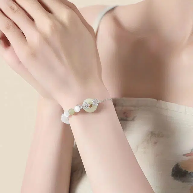百慕眸 新中式平安扣 轻奢风 高级感 猫眼石 玉石手链/脚链 女款