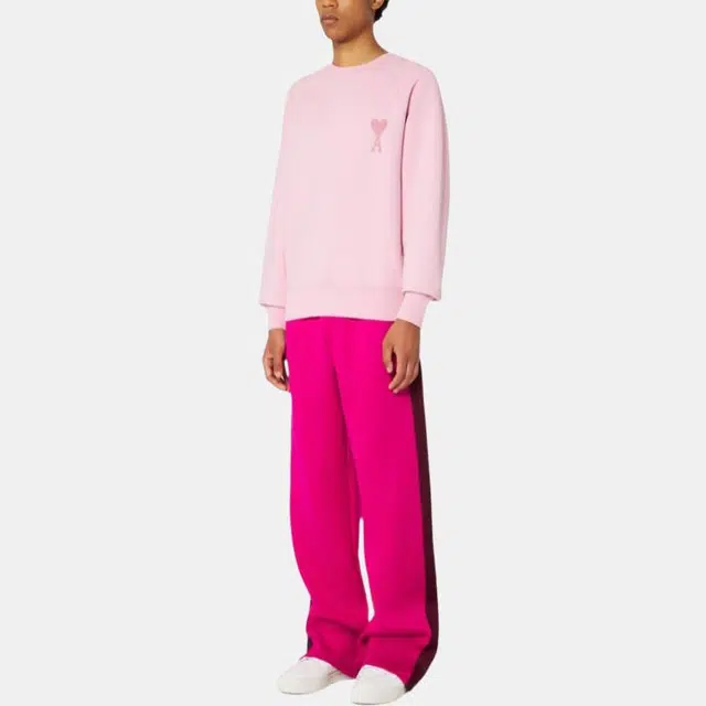 AMIPARIS Logo Embroidered Crewneck Sweatshirt Pink