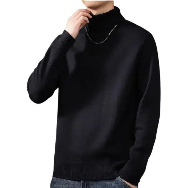 贵色 纯色水洗宽松套头毛衣 男款