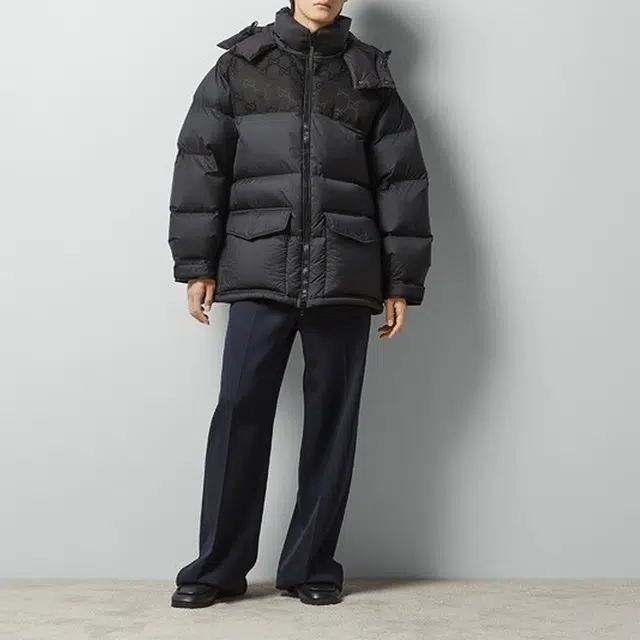 Gucci SS24 Logo Hooded Down Jacket Black