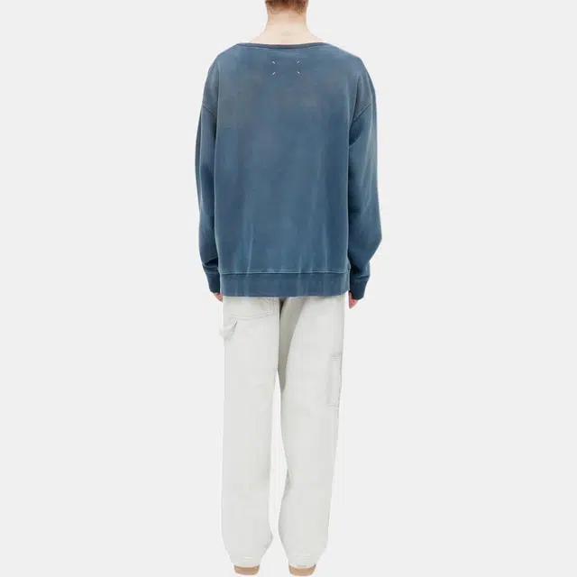 Maison Margiela Logo Embroidered Crewneck Sweatshirt Blue