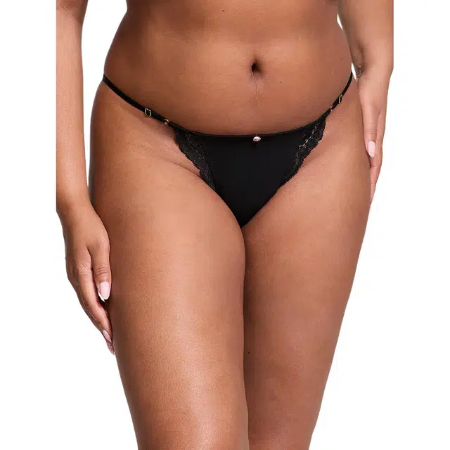 Victoria's Secret DREAM ANGELS Lace Adjustable String Bikini Panty Black 1