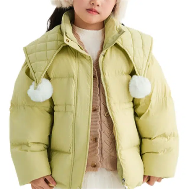 皇室童缘 防风立领保暖时尚鸭绒羽绒服 浅黄色 中小童