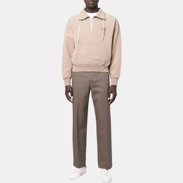 AMIPARIS SS22 Logo Zip Pullover Beige