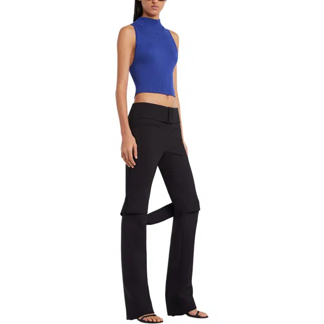 COURREGES SS25 MOCKNECK LIGHT RIB CROPPED TOP Saphir