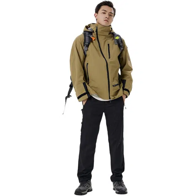 雅鹿  连帽宽松纯色外套  秋冬 防水防风冲锋衣 男女同款