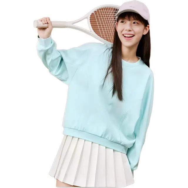 匹克 时尚系列 针织圆领纯色无帽宽松长袖休闲运动卫衣 男款 科技蓝