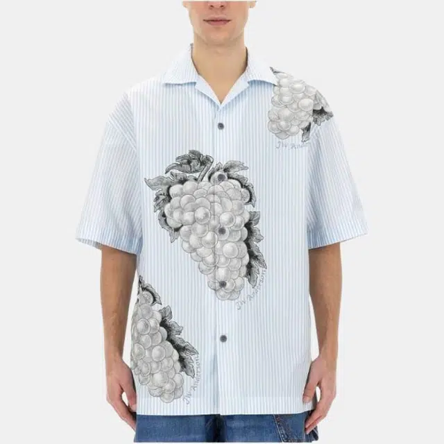 JW Anderson Floral Print Short Sleeve Shirt Blue