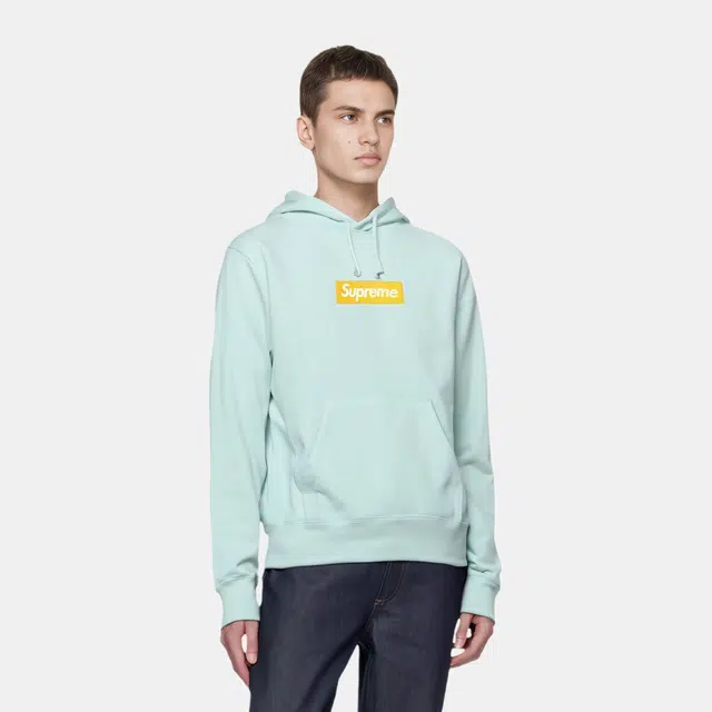 Supreme FW17 Box Logo Hooded Sweatshirt Ice Blue