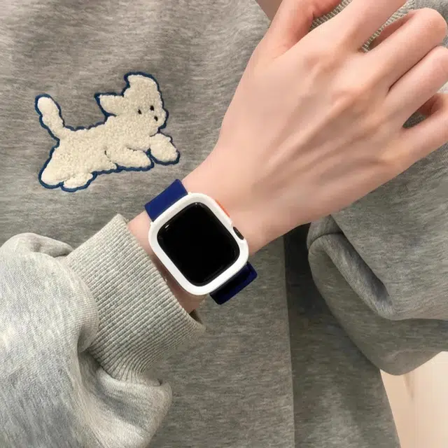卫欣 苹果适用 手表表带 硅胶材质 撞色运动硅胶表带男女通用