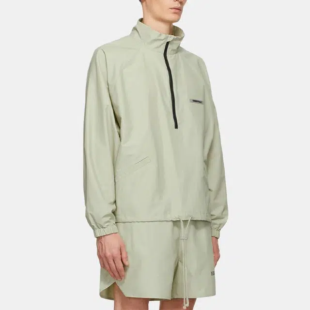 Fear of God Essentials Half-Zip Track Jacket Sage Logo
