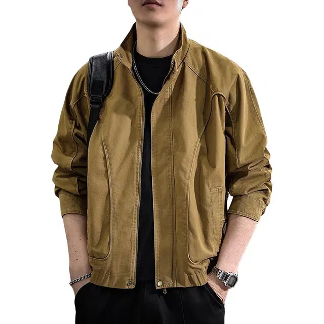 遨宇 美式复古休闲百搭猎装教练极简风百搭户外休闲工装夹克外套 男女同款