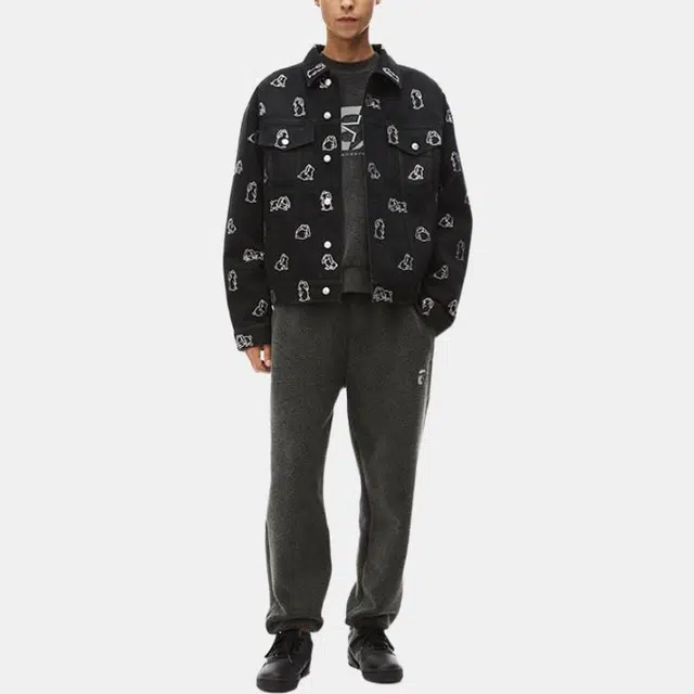 Alexander Wang Crystal Rabbit Denim Jacket Black