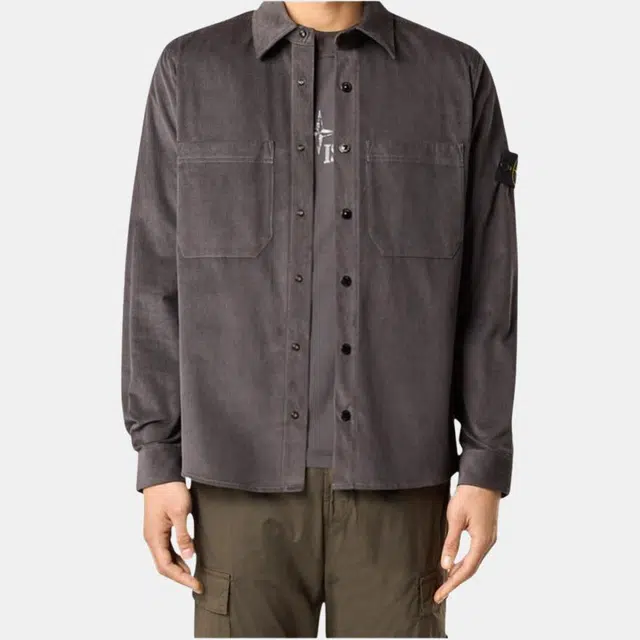 Stone Island Corduroy Shirt Carbon Grey