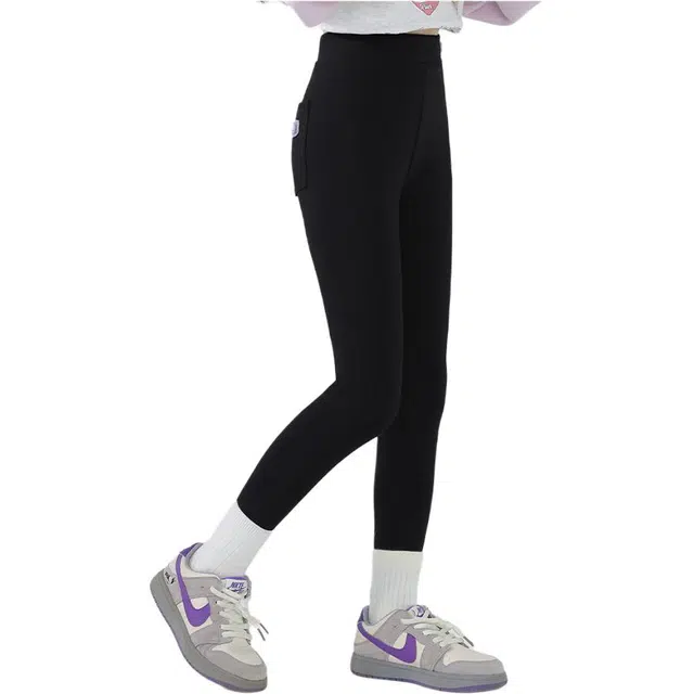 憨憨象字母贴标时尚舒适修身百搭 打底裤 青少年 黑色