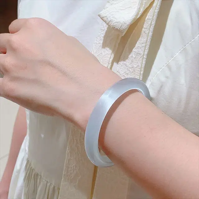 京华录 【甄选】库里蓝美人贵妃镯 宫廷凤古典优雅温润柔和雅韵吉祥如意平安顺遂通勤百搭轻奢质感#好运 玻璃猫眼 手镯 女款