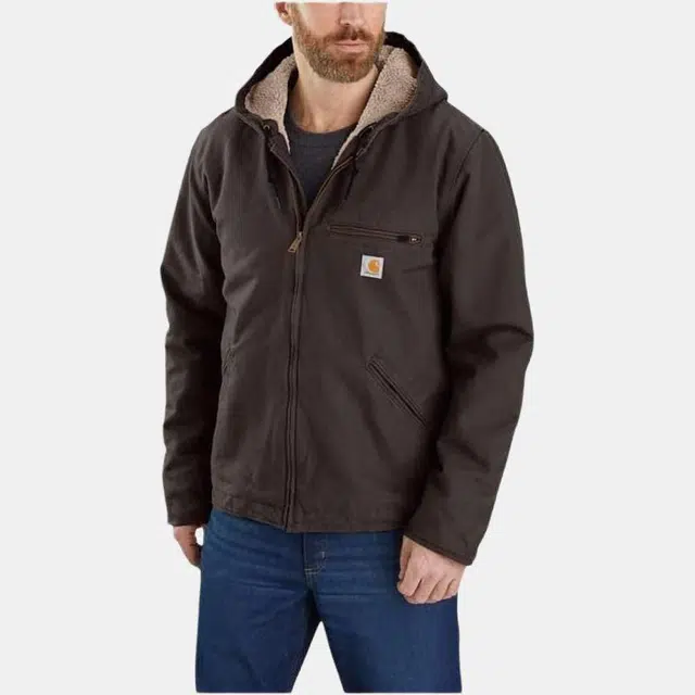 Carhartt 104392-J141 OJ4392 Washed Duck Sherpa-lined Jacket Sierra Jacket Logo-3 RELAXED FIT