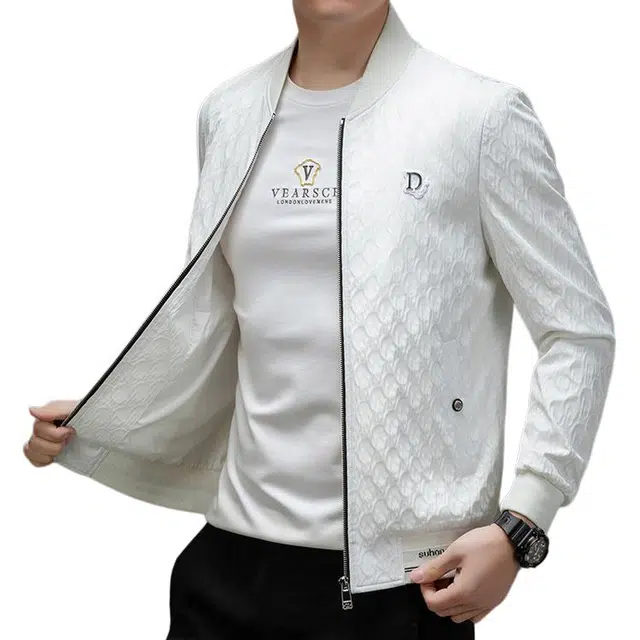 大白鲨 潮牌连帽外套男士秋季轻奢时尚高档印花欧货男装休闲帅气夹克 男款